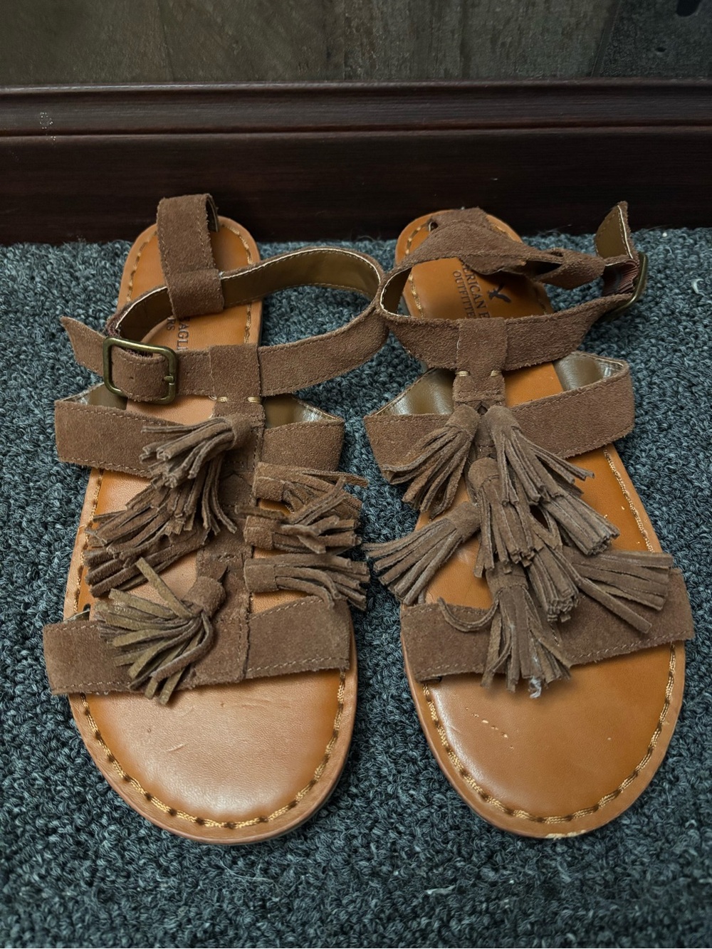 American Eagle Outfitters Brown Leather Strappy Sandals